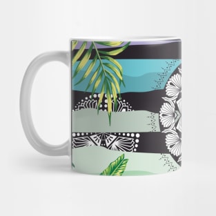 Tropical flowers with black mandalas Mug